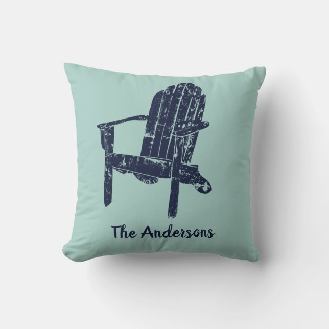 Navy Blue Adirondack Chair Personalised Cushion (Front)