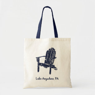 Navy Blue Adirondack Chair Personalised Tote Bag