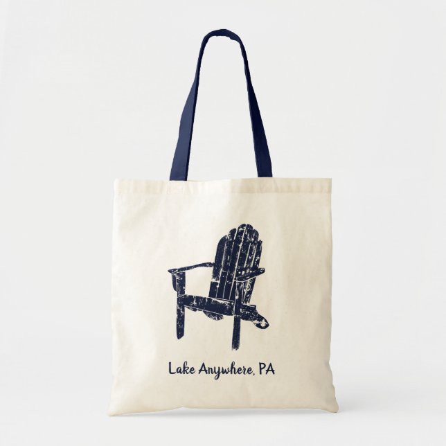 Navy Blue Adirondack Chair Personalised Tote Bag (Front)