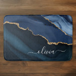 Navy Blue Agate Geode Gold Monogram Bath Mat<br><div class="desc">Navy Blue and Gold Foil Agate Geode Monogram Beautiful Elegant Script Name Bathroom Bath Mat. This makes the perfect sweet 16, 13th, 15th, 16th, 18th, 21st, 30th, 40th, 50th, 60th, 70th, 80th, 90th, 100th birthday, wedding, bridal shower, anniversary, baby shower, graduation or bachelorette party gift for someone decorating her room...</div>
