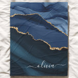 Navy Blue Agate Geode Gold Monogram Fleece Blanket<br><div class="desc">Navy Blue and Gold Foil Agate Geode Monogram Beautiful Elegant Script Name Sherpa Blanket. This makes the perfect sweet 16, 13th, 15th, 16th, 18th, 21st, 30th, 40th, 50th, 60th, 70th, 80th, 90th, 100th birthday, wedding, bridal shower, anniversary, baby shower, graduation or bachelorette party gift for someone decorating her room in...</div>