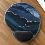 Navy Blue Agate Geode Gold Monogram Gel Mouse Pad<br><div class="desc">Navy Blue and Gold Foil Agate Geode Monogram Beautiful Elegant Script Name Mousepad (mouse pad). This makes the perfect sweet 16, 13th, 15th, 16th, 18th, 21st, 30th, 40th, 50th, 60th, 70th, 80th, 90th, 100th birthday, wedding, bridal shower, anniversary, back to school, baby shower, graduation or bachelorette party gift for someone...</div>