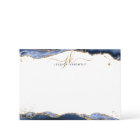 Navy Blue Agate Geode Script Monogram Gold Glitter