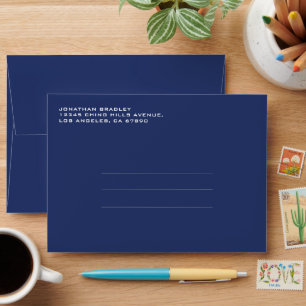 Navy Blue All Caps Full Name Office Envelope