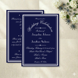 Navy Blue All In One Email Website RSVP Wedding  Invitation