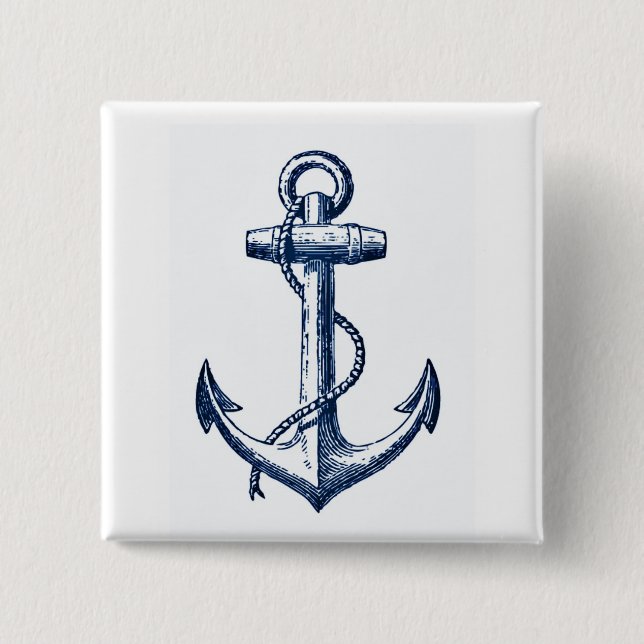 Navy Blue Anchor 15 Cm Square Badge (Front)