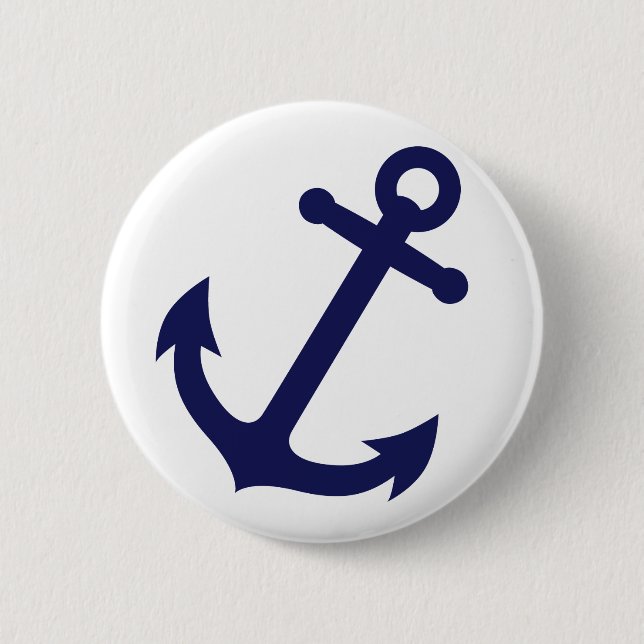 Navy Blue Anchor 6 Cm Round Badge (Front)