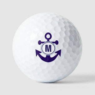 Navy Blue Anchor add your name Golf Balls