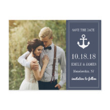 Navy Blue Anchor By The Sea Save The Date