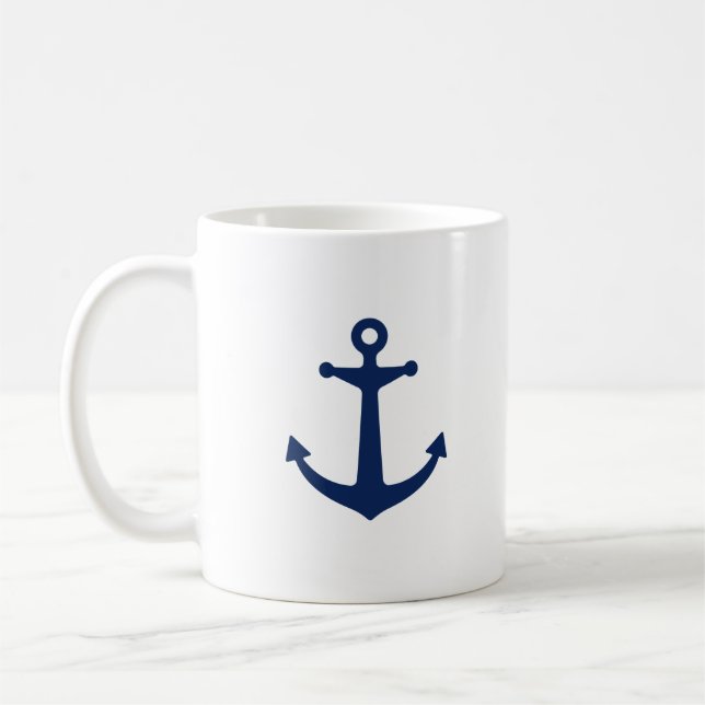 Navy Blue Anchor Coffee Mug (Left)
