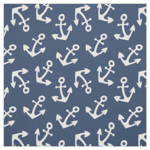 Navy Blue Anchor Fabric By the Yard