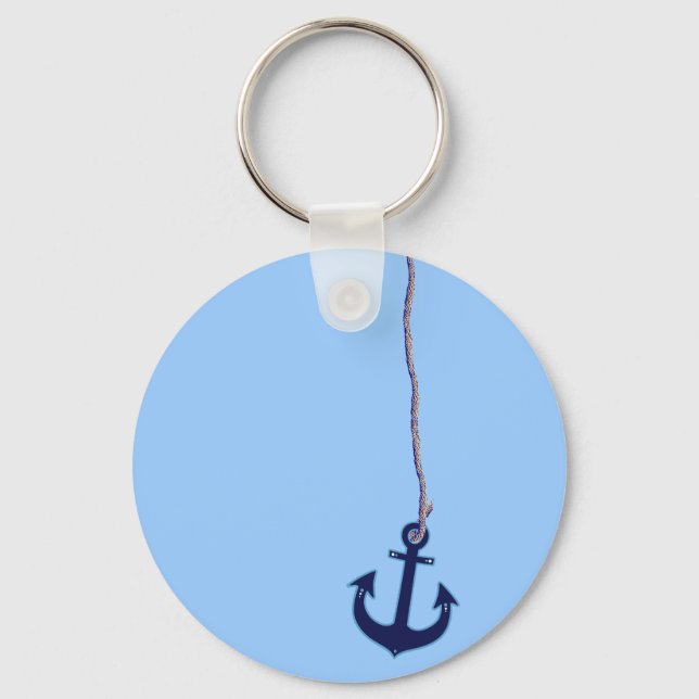 navy blue anchor key ring (Front)
