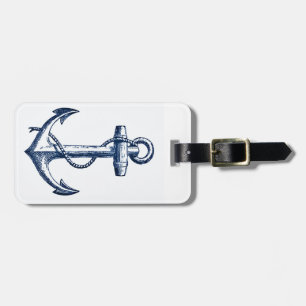 Navy Blue Anchor Luggage Tag