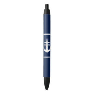 Navy Blue Anchor Monogrammed Blue Ink Pen