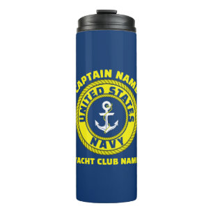 Navy blue Anchor nautical captain sailing summer  Thermal Tumbler