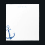 Navy Blue Anchor, Nautical Personalised Notepad<br><div class="desc">Add your personalisation on the form.</div>