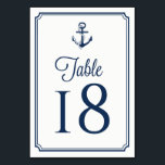Navy Blue Anchor Nautical Table Numbers Card<br><div class="desc">Nautical table numbers card featuring navy blue anchor with modern script. This table numbers will be perfect for weddings, birthdays, baby showers, graduations and similar events. Please note that you should customise each number. This would mean that you need five separate and customised table numbers if you need table number...</div>