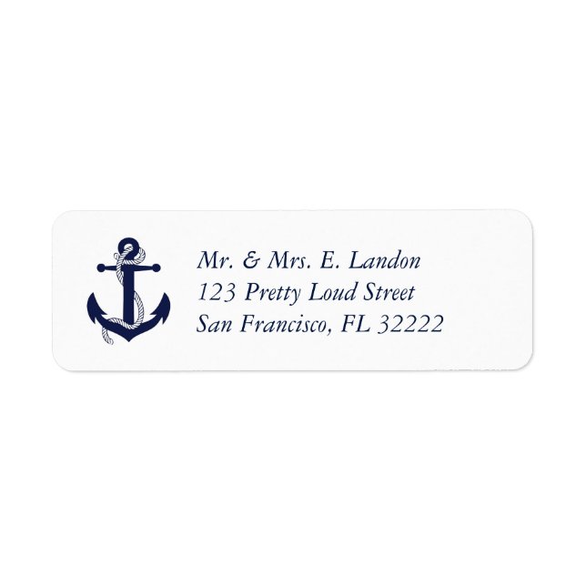 Navy Blue Anchor Return Address Label (Front)
