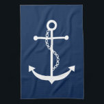 Navy Blue Anchor Tea Towel<br><div class="desc">Nautical design</div>