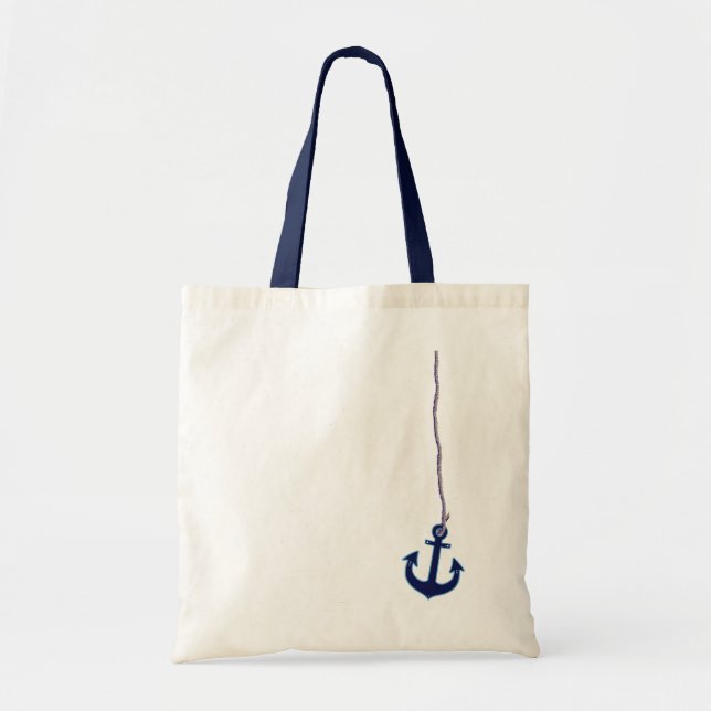 navy blue anchor tote bag (Front)