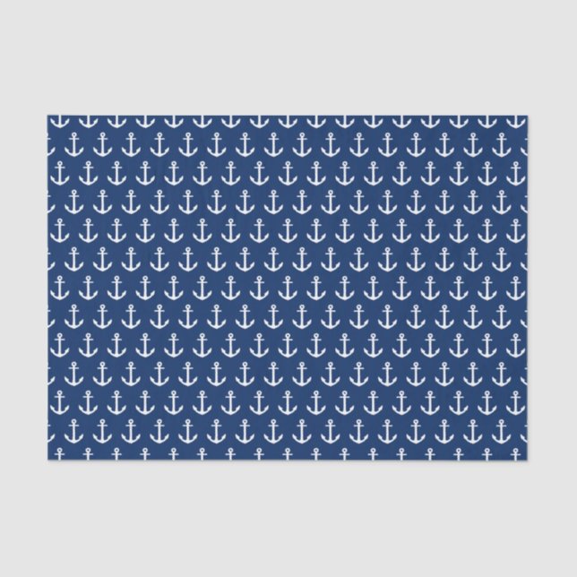 Navy Blue Anchors Away | Tissue Paper (Front)