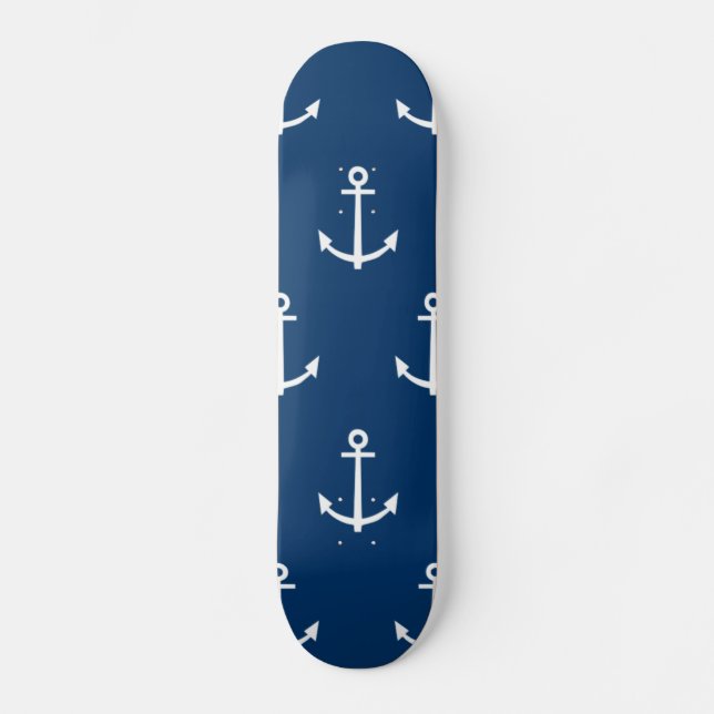 Navy Blue Anchors Pattern 1 Skateboard (Front)