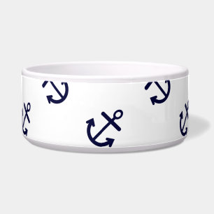 Navy Blue Anchors White Background Pattern