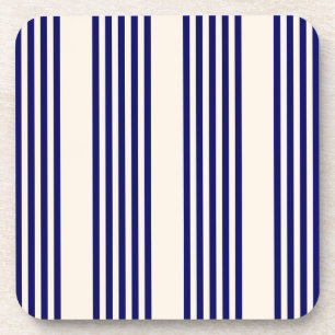 Navy blue and beige five stripes pattern coaster