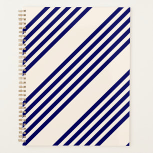 Navy blue and beige five stripes pattern planner