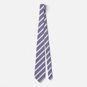 Navy blue and beige five stripes pattern tie