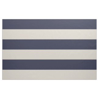 Navy Blue and Beige Wide Stripes Large Scale Fabric