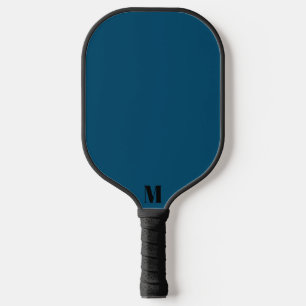 Navy Blue and Black Modern Monogram Pickleball Paddle
