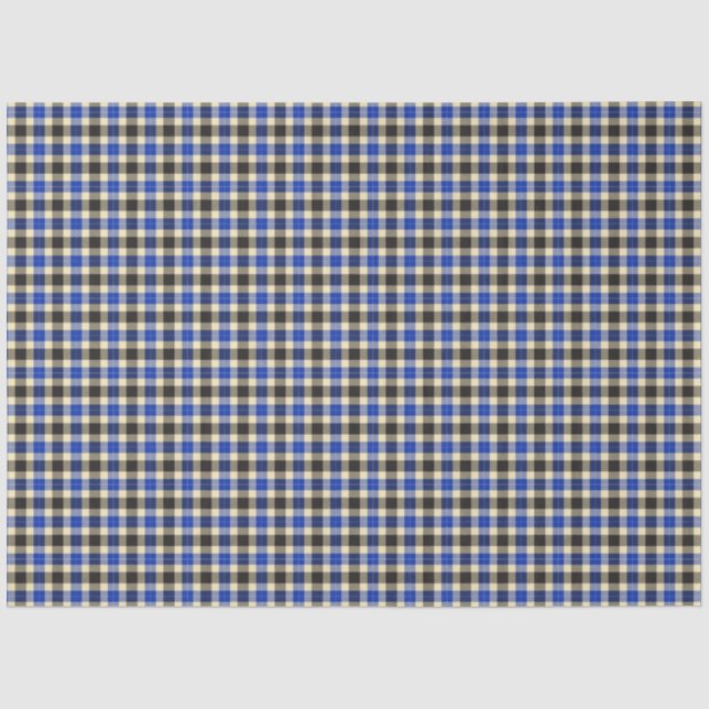 Navy Blue and Black Tartan Plaid Tissue Paper (Front)