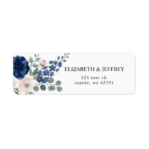 Navy Blue and Blush Floral Modern Wedding
