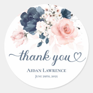 Navy Blue and Blush Pink floral Sticker