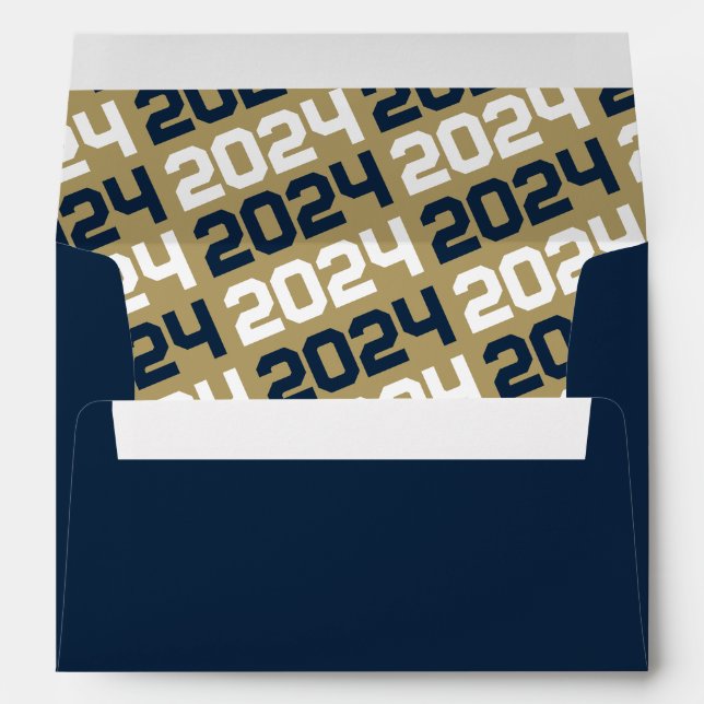 Navy Blue and Bronze Gold Graduation Envelopes (Back (Bottom))