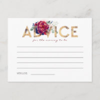 Navy Blue and Burgundy Baby Shower Advice Cards