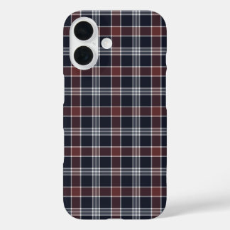 Navy Blue and Burgundy Plaid iPhone 16 Case