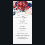 Navy Blue and Burgundy Red Floral Wedding Programs Programme<br><div class="desc">Navy blue and burgundy red boho fall wedding programs</div>
