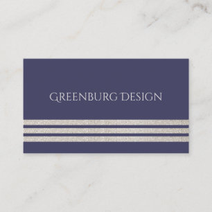 Navy Blue and Champagne Stripes Business Card
