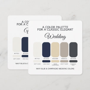 Navy Blue and Champagne Wedding Colour Palette Car Invitation