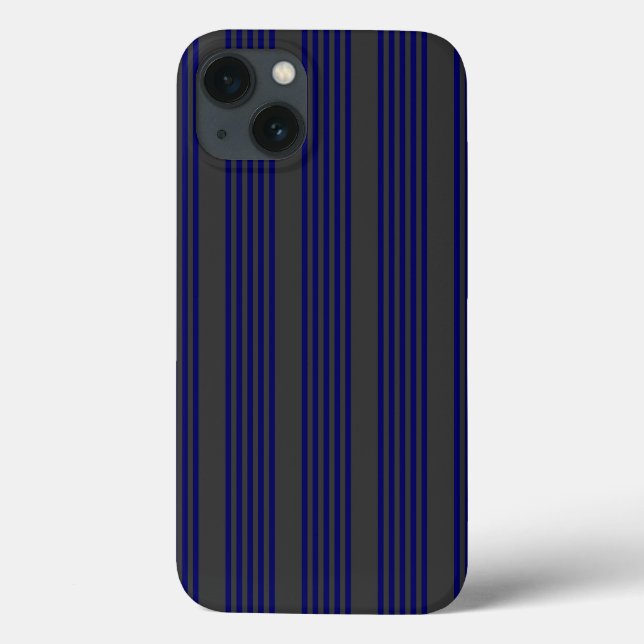 Navy blue and charcoal five stripes pattern Case-Mate iPhone case (Back)