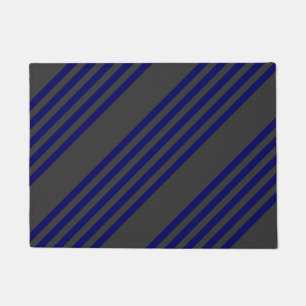 Navy blue and charcoal five stripes pattern doormat