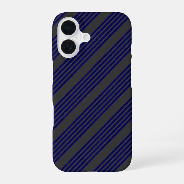 Navy blue and charcoal five stripes pattern iPhone 16 case (Back)