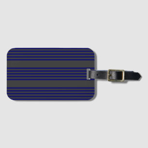 Navy blue and charcoal five stripes pattern luggage tag