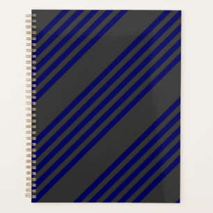 Navy blue and charcoal five stripes pattern planner
