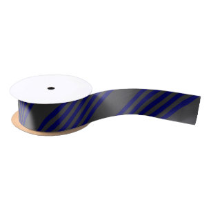 Navy blue and charcoal five stripes pattern satin ribbon