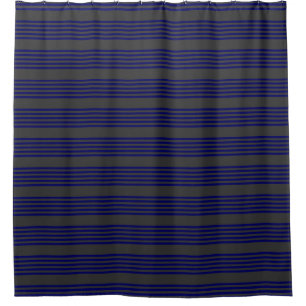 Navy blue and charcoal five stripes pattern shower curtain