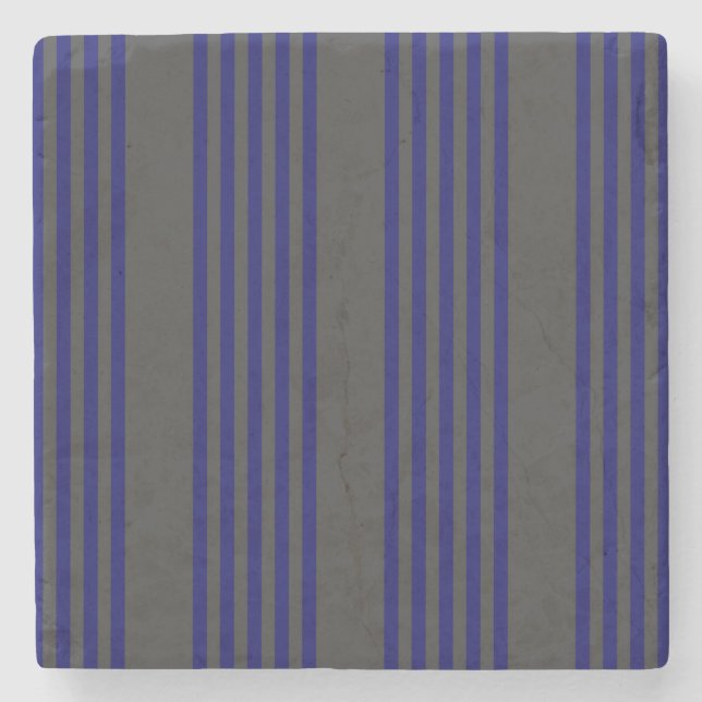 Navy blue and charcoal five stripes pattern stone coaster (Front)