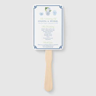 Navy Blue And Chartreuse Chinoiserie Chic Wedding Hand Fan